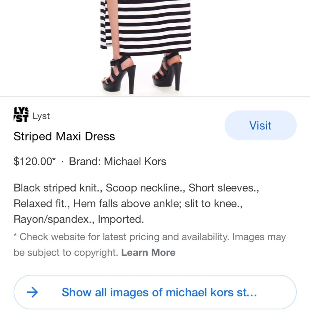 -SOLD- NWOT Micheal Kors Navy Striped Maxi Dress - Picture 5 of 13